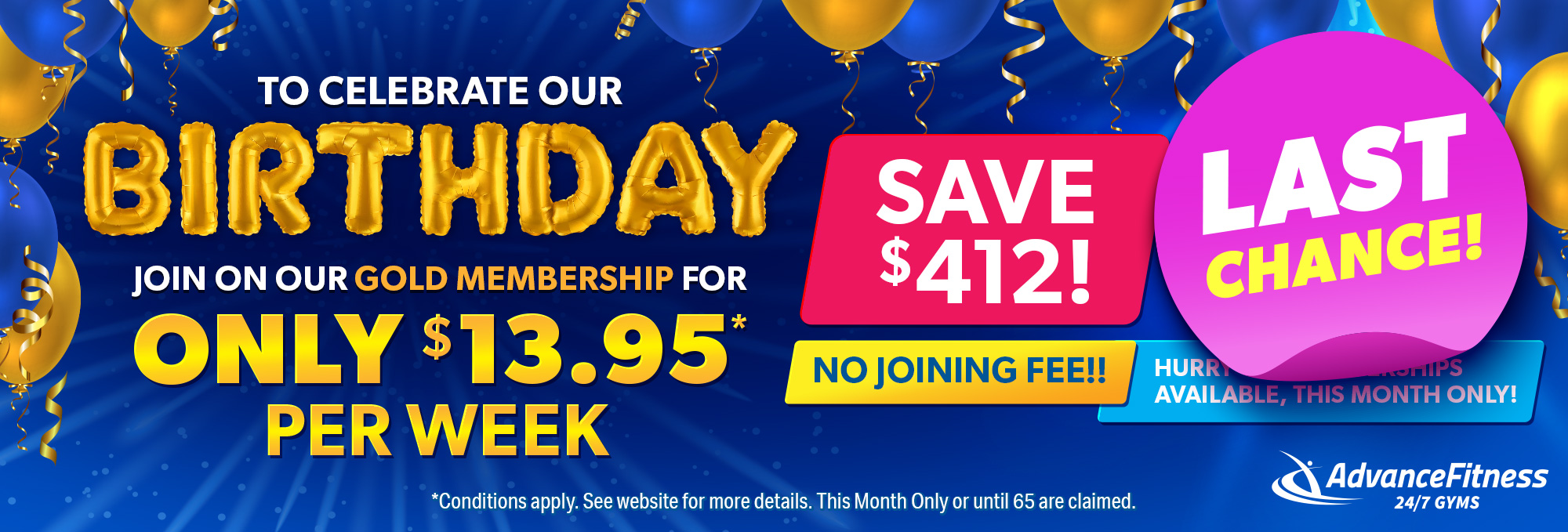 AF-Birthday-Gold-$13.95-65-Email-banner2-Last-Chance1 Free 5 Day Gym Pass
