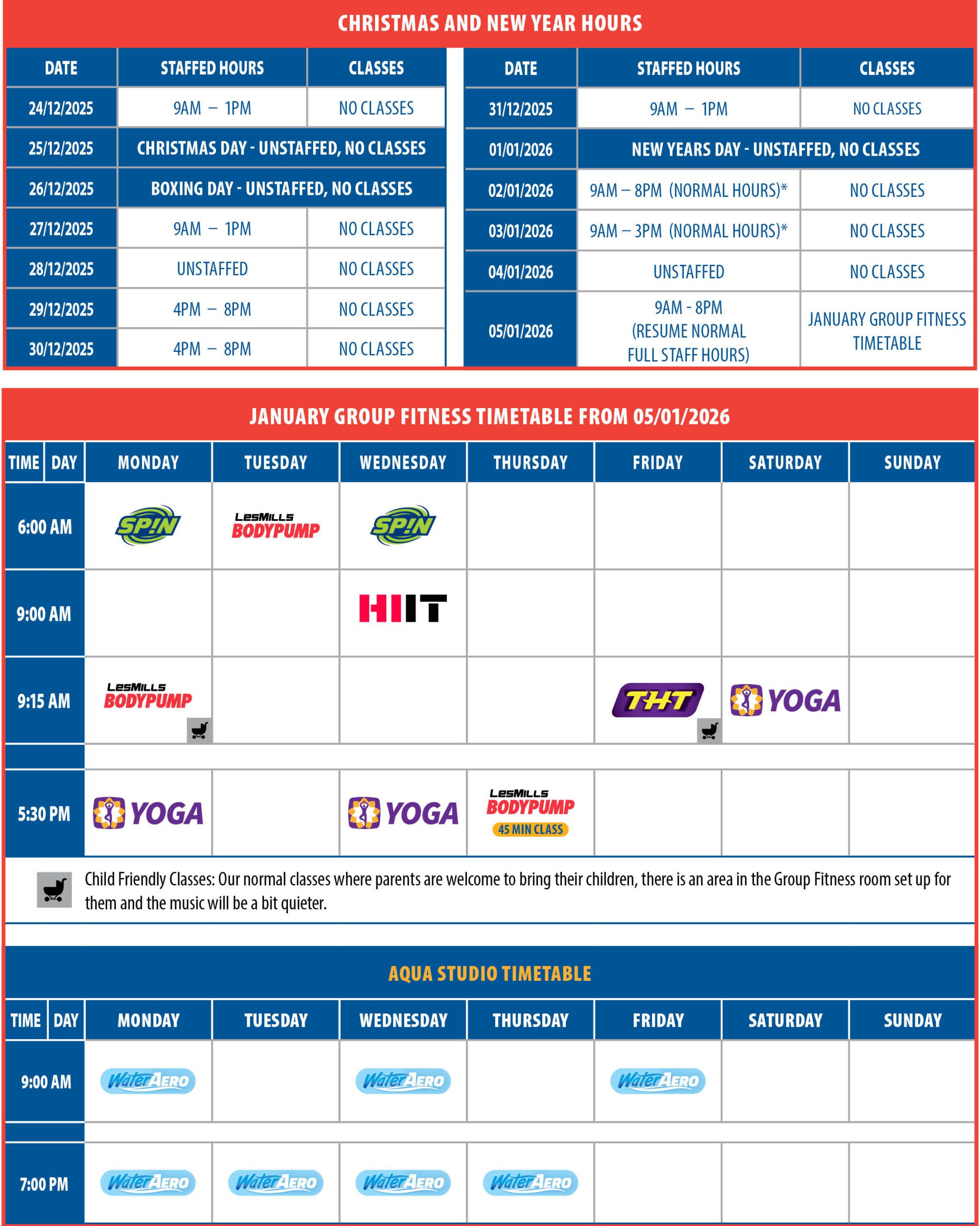 Group fitness Timetable